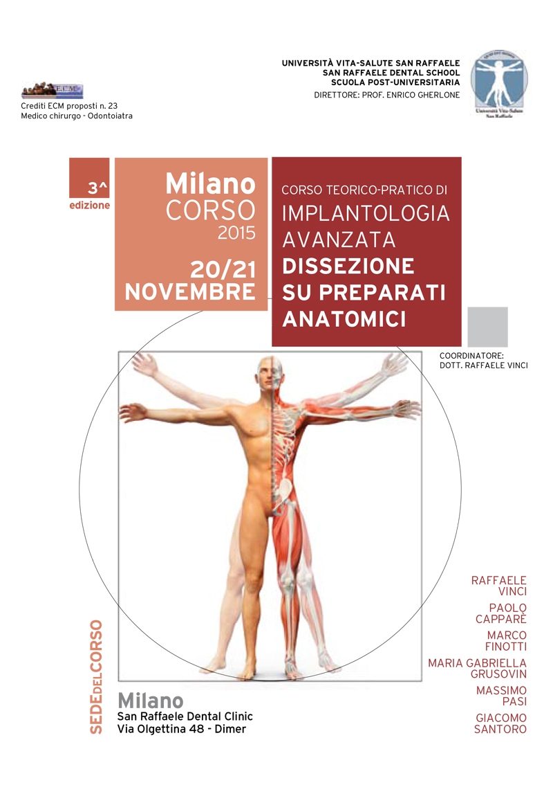 Corso teorico-pratico di Implantologia Avanzata Dissezione su preparati anatomici