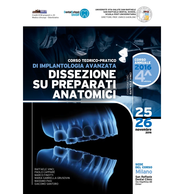 CORSO TEORICO-PRATICO DI IMPLANTOLOGIA AVANZATA – DISSEZIONE SU PREPARATI ANATOMICI