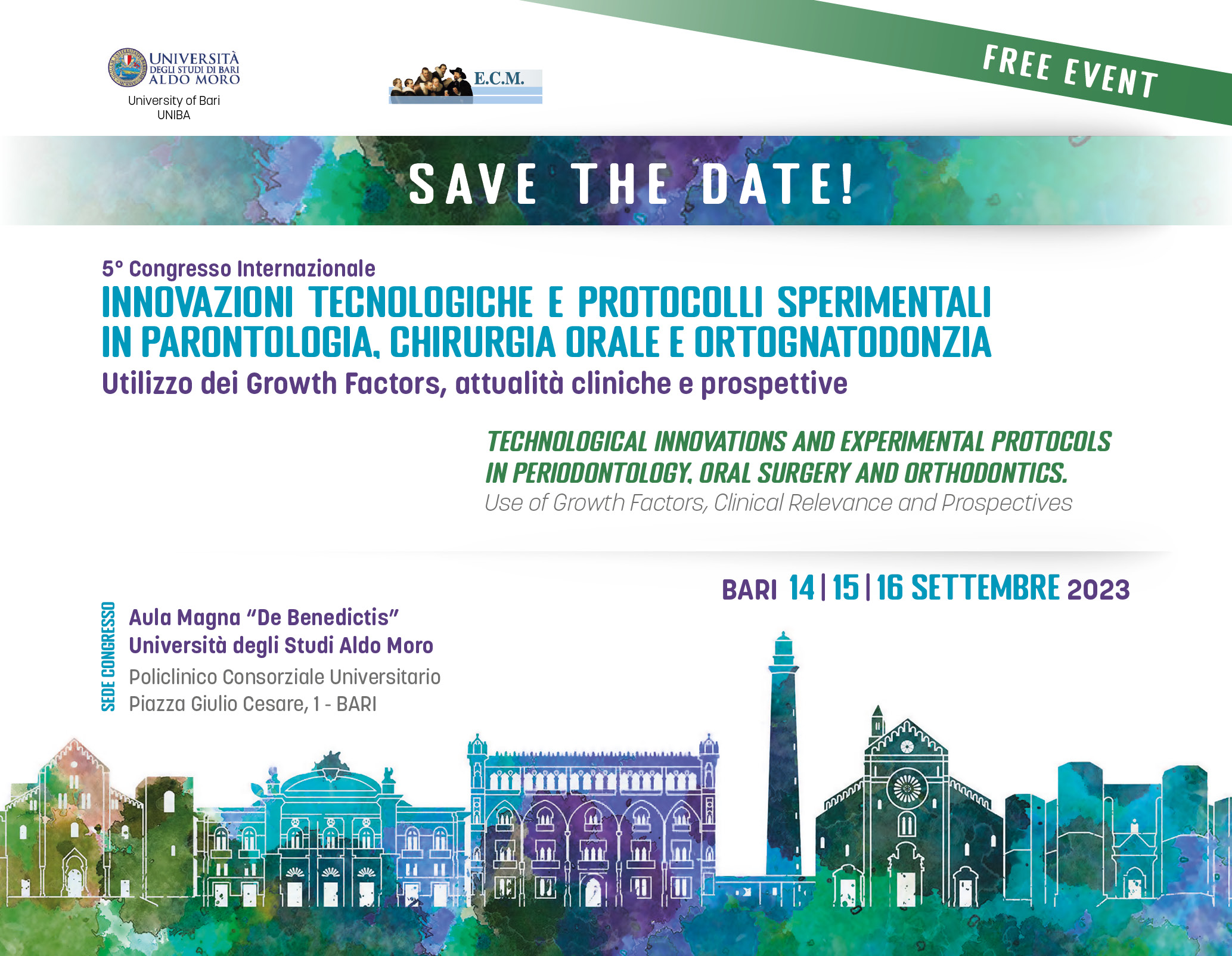 5° Congresso Internazionale Università degli Studi di Bari, 14-15-16 Settembre 2023